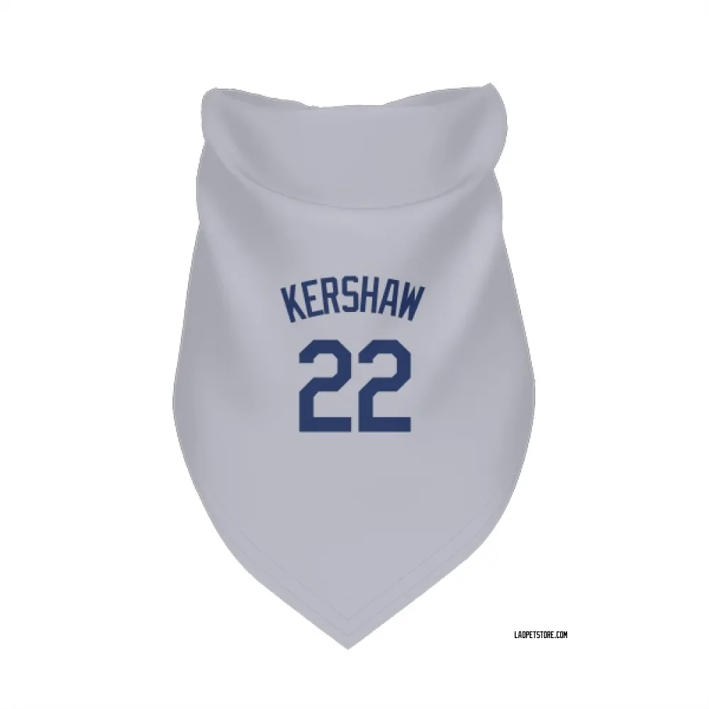 Los Angeles Dodgers Clayton Kershaw Gray Pet Bandana for Dog & Cat