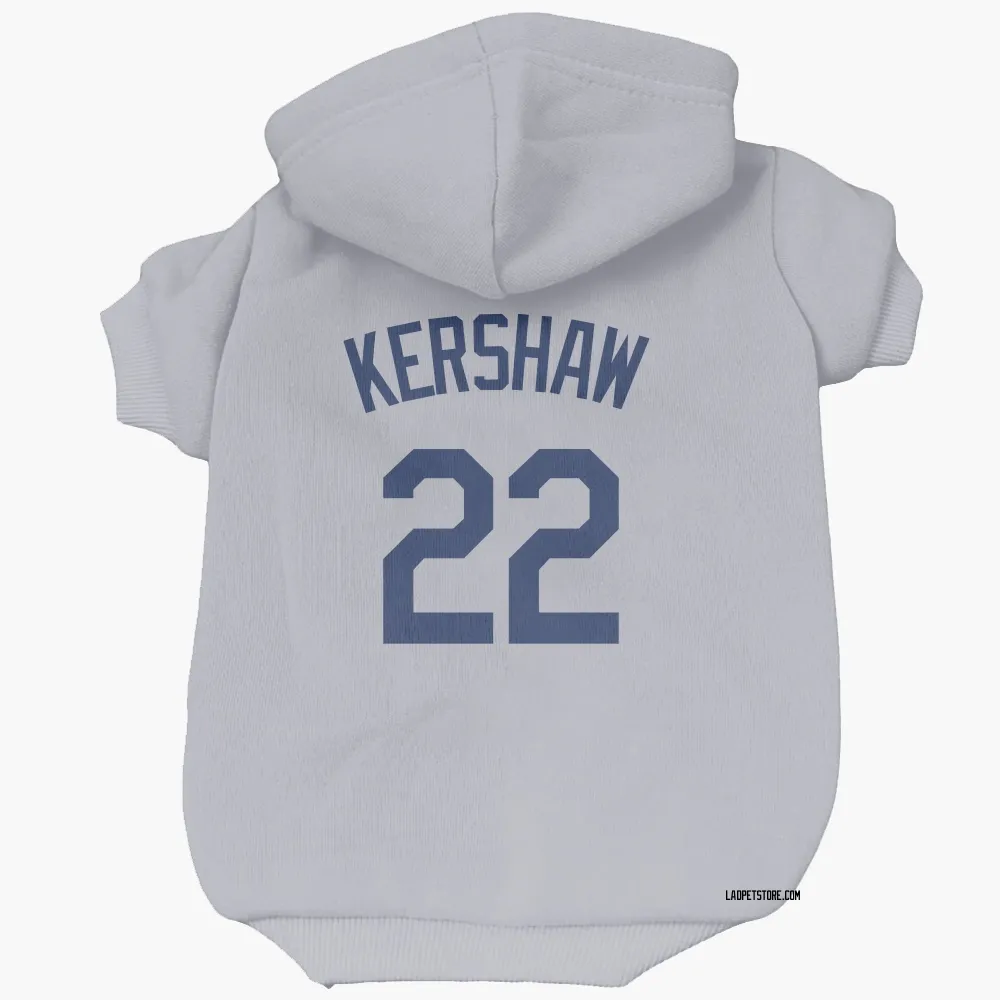 Los Angeles Dodgers Clayton Kershaw Gray Pet Hoodie for Dog & Cat