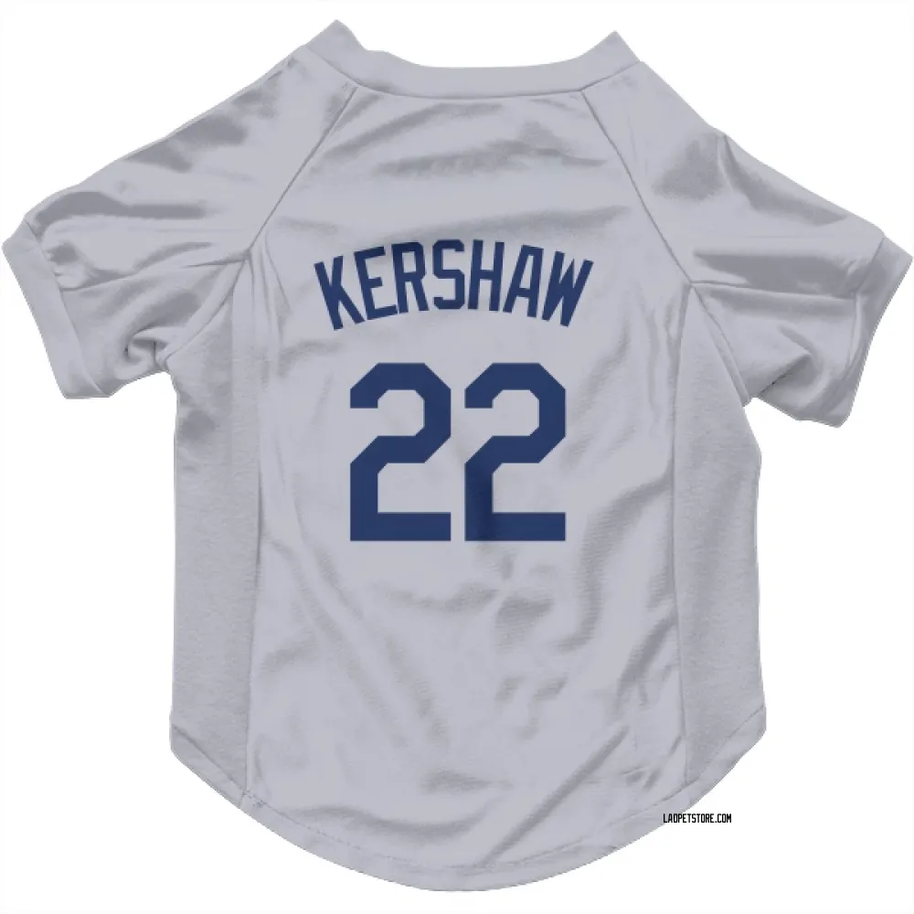 Los Angeles Dodgers Clayton Kershaw Gray Pet Jersey for Dog & Cat