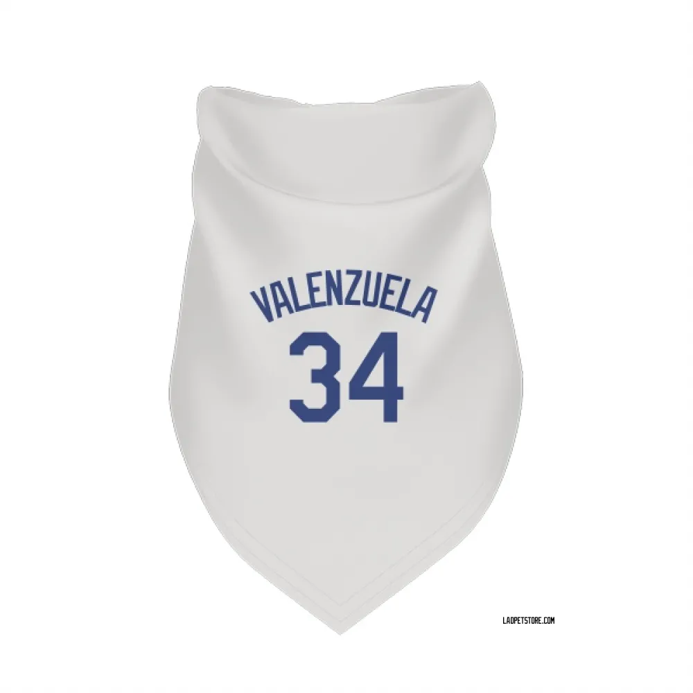 Los Angeles Dodgers Fernando Valenzuela White Pet Bandana for Dog & Cat