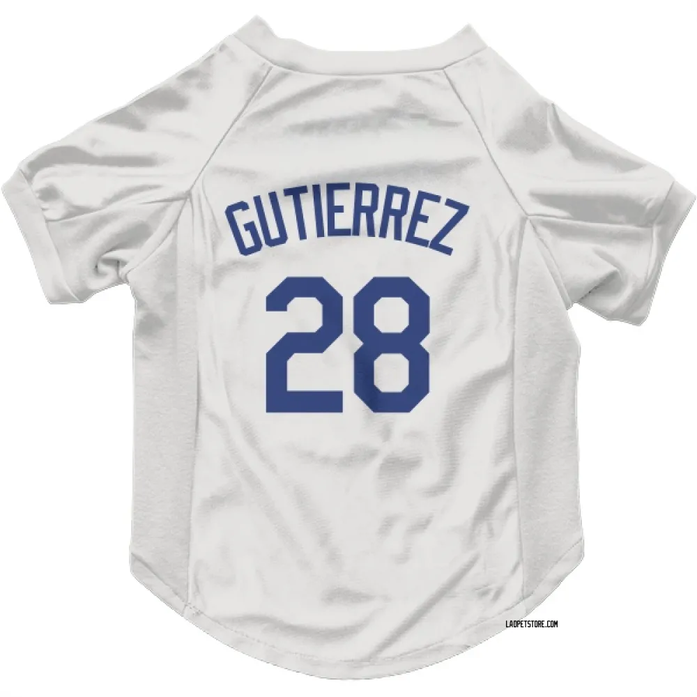 Los Angeles Dodgers Franklin Gutierrez White Pet Jersey for Dog & Cat