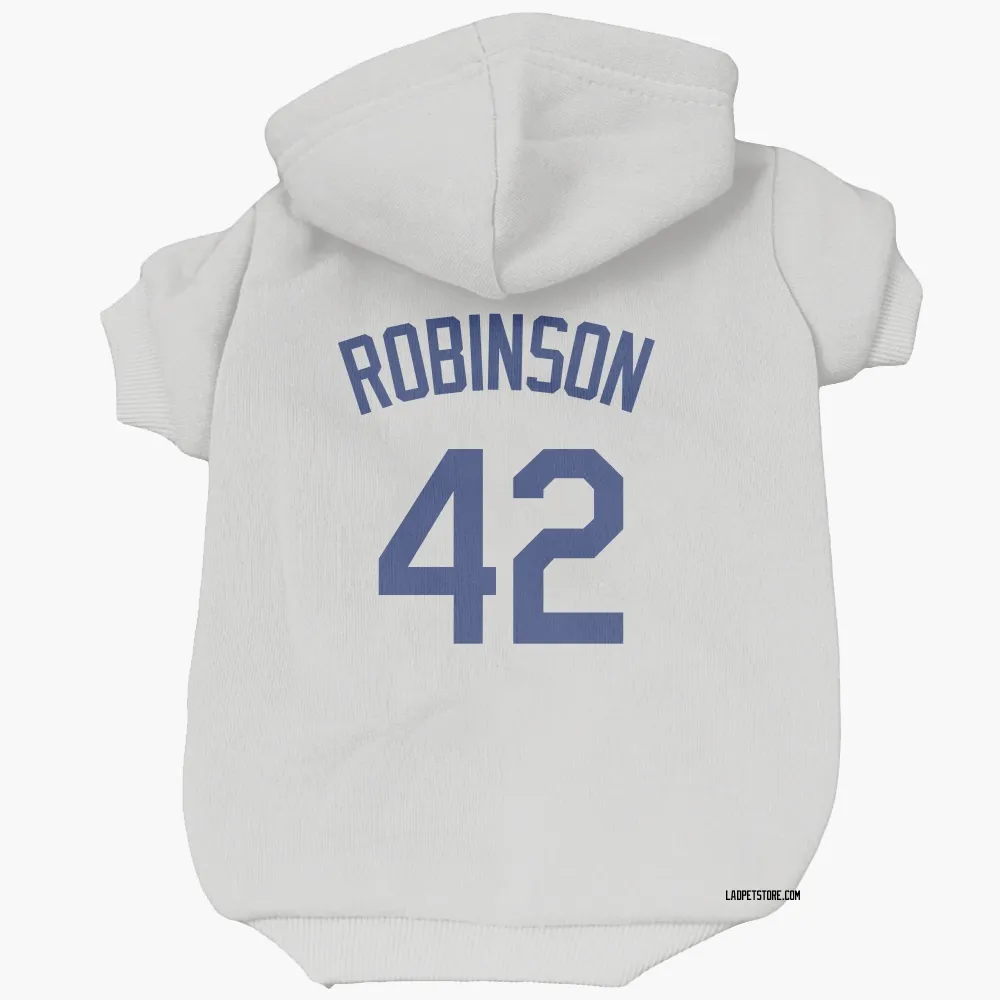 Los Angeles Dodgers Jackie Robinson White Pet Hoodie for Dog & Cat