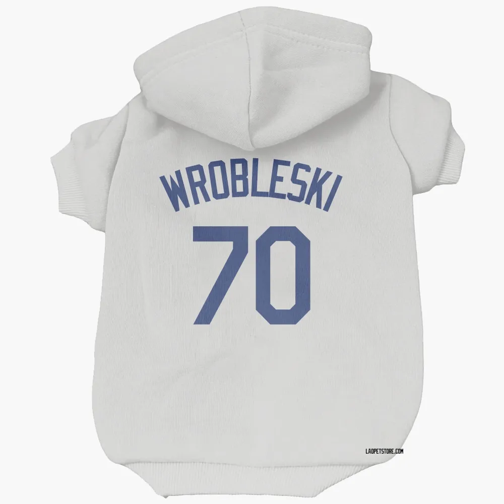 Los Angeles Dodgers Justin Wrobleski White Pet Hoodie for Dog & Cat