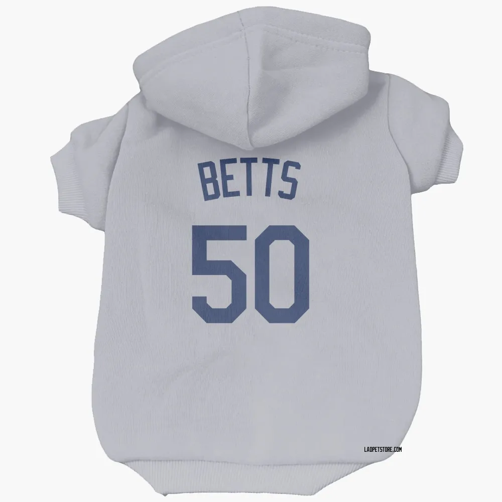 Los Angeles Dodgers Mookie Betts Gray Pet Hoodie for Dog & Cat