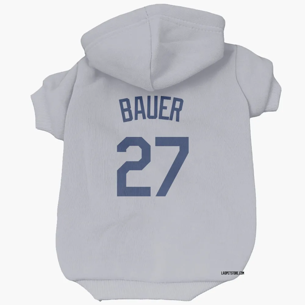 Los Angeles Dodgers Trevor Bauer Gray Pet Hoodie for Dog & Cat