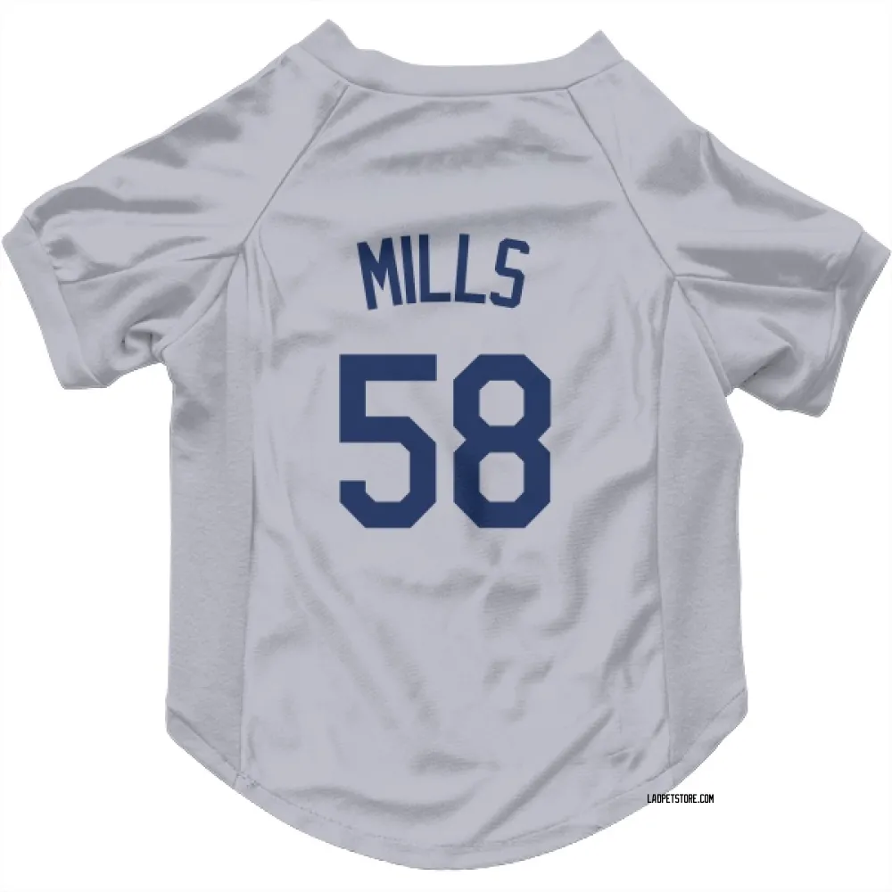 Los Angeles Dodgers Wyatt Mills Gray Pet Jersey for Dog & Cat
