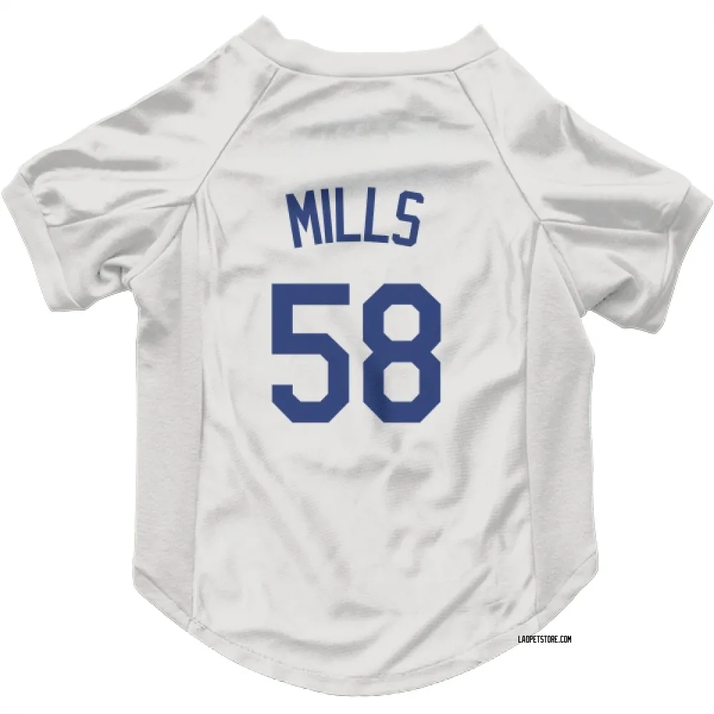 Los Angeles Dodgers Wyatt Mills White Pet Jersey for Dog & Cat