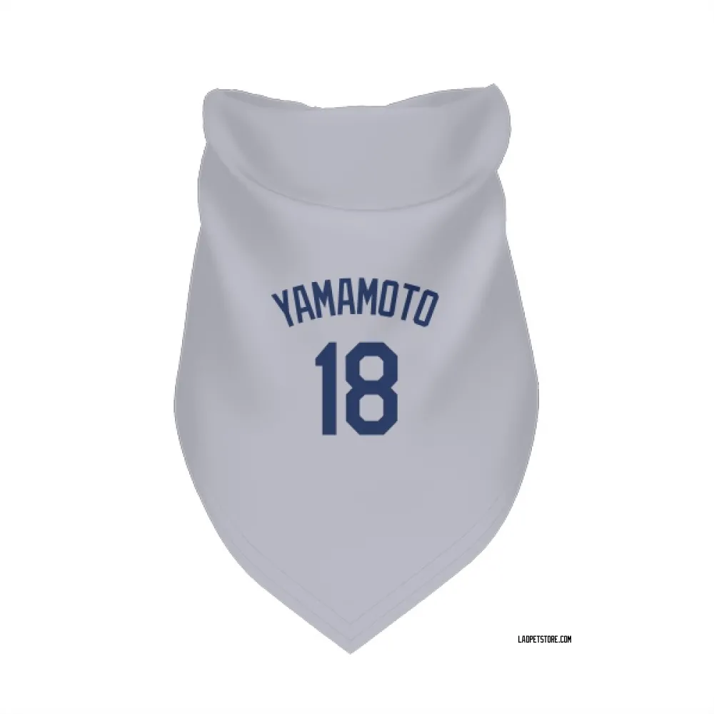 Los Angeles Dodgers Yoshinobu Yamamoto Gray Pet Bandana for Dog & Cat