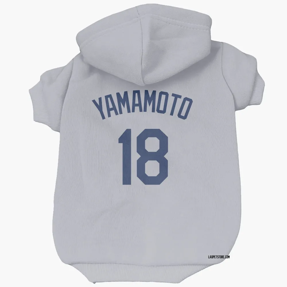 Los Angeles Dodgers Yoshinobu Yamamoto Gray Pet Hoodie for Dog & Cat