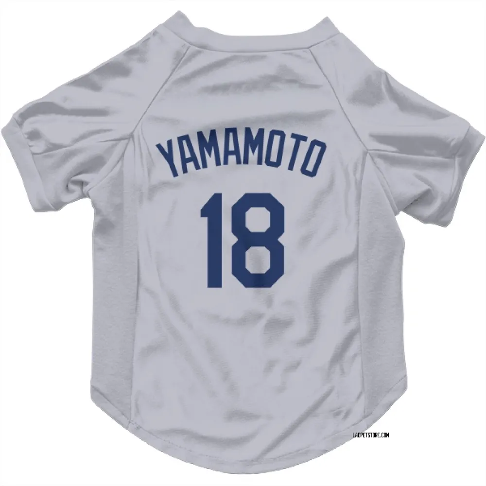 Los Angeles Dodgers Yoshinobu Yamamoto Gray Pet Jersey for Dog & Cat